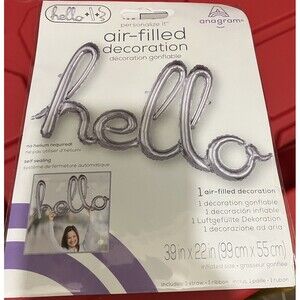 Anagram HELLO Foil Phrase Balloon Party 39", SILVER Celebration Decor